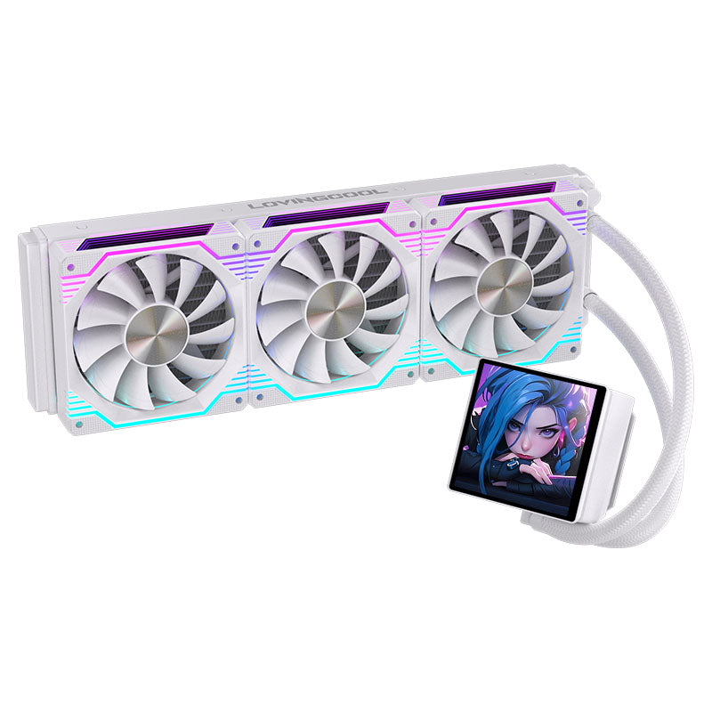 LovingCool DP-01 Series – 360mm Screen Water Cooling (White Edition)