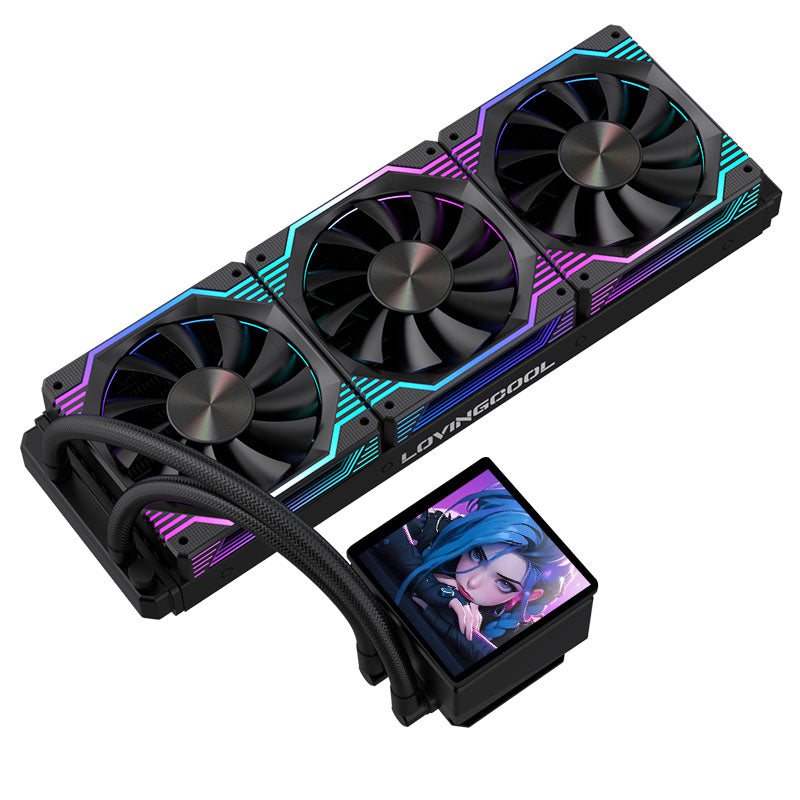 LovingCool DP-01 Series โ 360mm Screen Water Cooling (Black Edition)