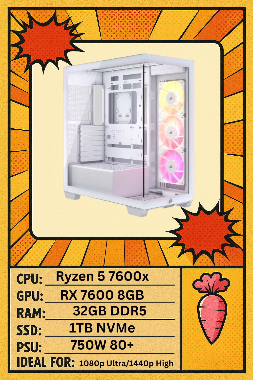 3500x – Ryzen 5 7600X | 32GB RAM | 1TB NVMe SSD | Gaming PC