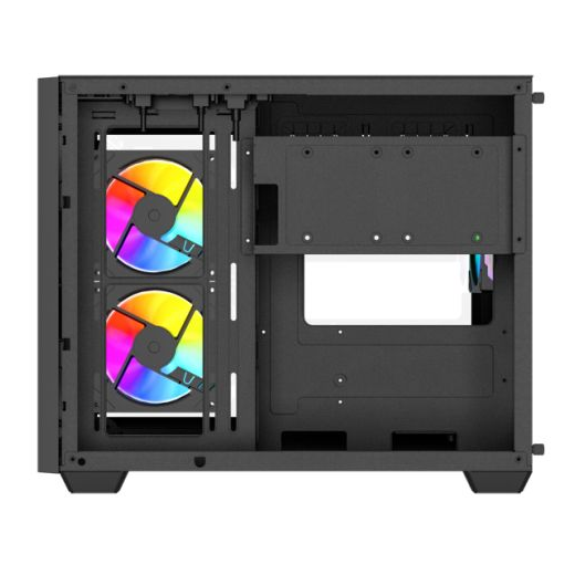 Vida Arcade Black ARGB Gaming Case w/ Glass Side & Glass/Mesh Front, Micro ATX, ARGB Strips, 3x ARGB PWM Fans, 6-Port ARGB Fan Hub & Remote Control