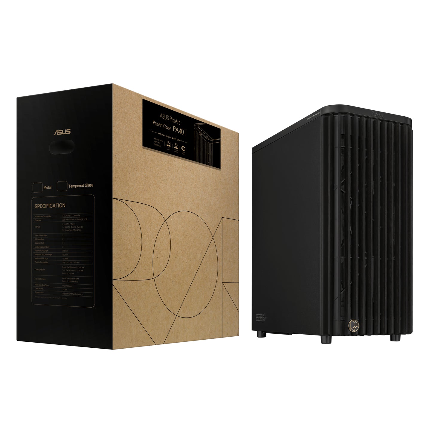 Asus ProArt PA602 Wood PC Case - Black Mid-Tower Chassis