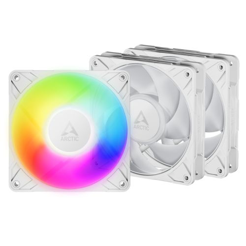 ARCTIC P12 Pro ARGB 120mm PWM Case Fans w/ Cable Splitters (3 Pack), Fluid Dynamic Bearing, 600-3000 RPM, White