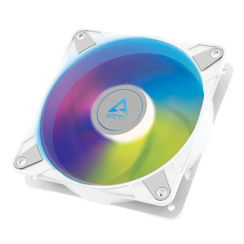 ARCTIC 12cm P12 Pressure Optimised PWM PST ARGB Case Fan, Fluid Dynamic, 12 LEDs, 0-2000 RPM, 0dB Mode, White