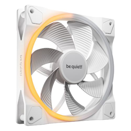 Be Quiet! (BL135) Light Wings 140mm PWM Reverse Blade ARGB Case Fan, Rifle Bearing, 20 LEDs, Front & Rear Lighting, Daisy-Chain, Up to 1300 RPM, White