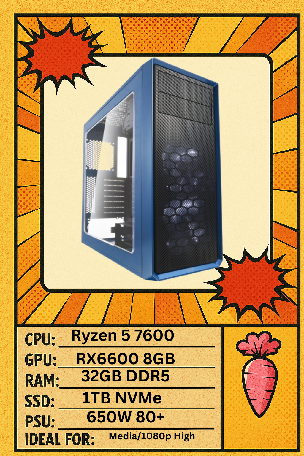 Focus G - Ryzen 5 7600 - RX6600 - 1TB NVme - 32GB DDR5