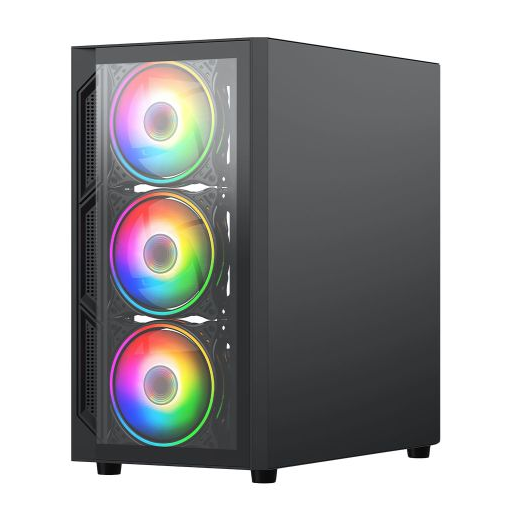 Vida Lucid Black ARGB Gaming Case w/ Glass Front & Side, Micro ATX, 4x ARGB Infinity Fans