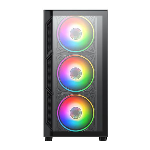 Vida Lucid Black ARGB Gaming Case w/ Glass Front & Side, Micro ATX, 4x ARGB Infinity Fans