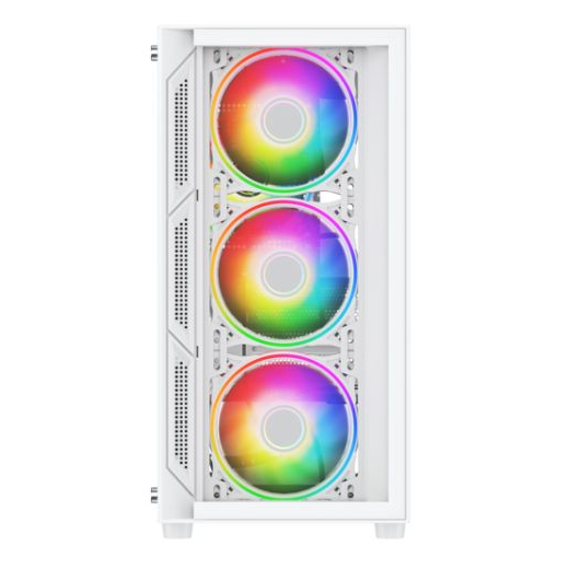 Vida Lucid White ARGB Gaming Case w/ Glass Front & Side, Micro ATX, 4x ARGB Infinity Fans