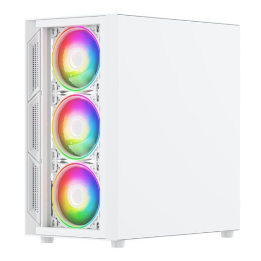 Vida Lucid White ARGB Gaming Case w/ Glass Front & Side, Micro ATX, 4x ARGB Infinity Fans