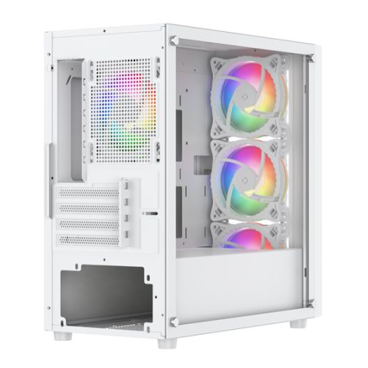 Vida Lucid White ARGB Gaming Case w/ Glass Front & Side, Micro ATX, 4x ARGB Infinity Fans