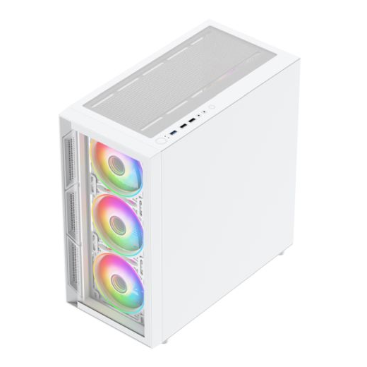 Vida Lucid White ARGB Gaming Case w/ Glass Front & Side, Micro ATX, 4x ARGB Infinity Fans