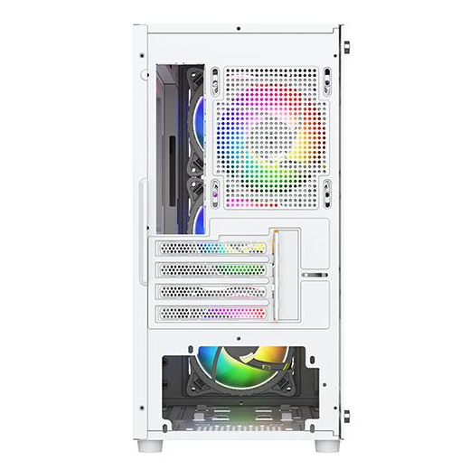 Vida Lucid White ARGB Gaming Case w/ Glass Front & Side, Micro ATX, 4x ARGB Infinity Fans