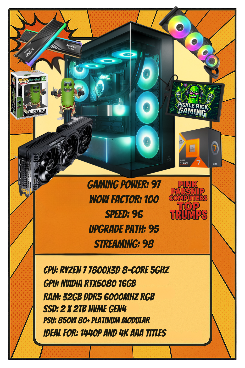 Pickle Rick Gaming PC ๐ฅ โ RTX 5080 + Ryzen 7 7800X3D