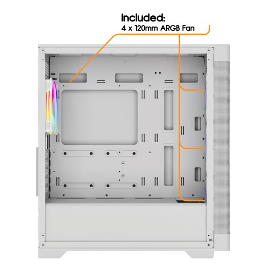 White 1440p Gaming PC & Pick Your GPU Ryzen 7 5700X (RTX 5060 / RX 9060 XT / Intel Arc B580)