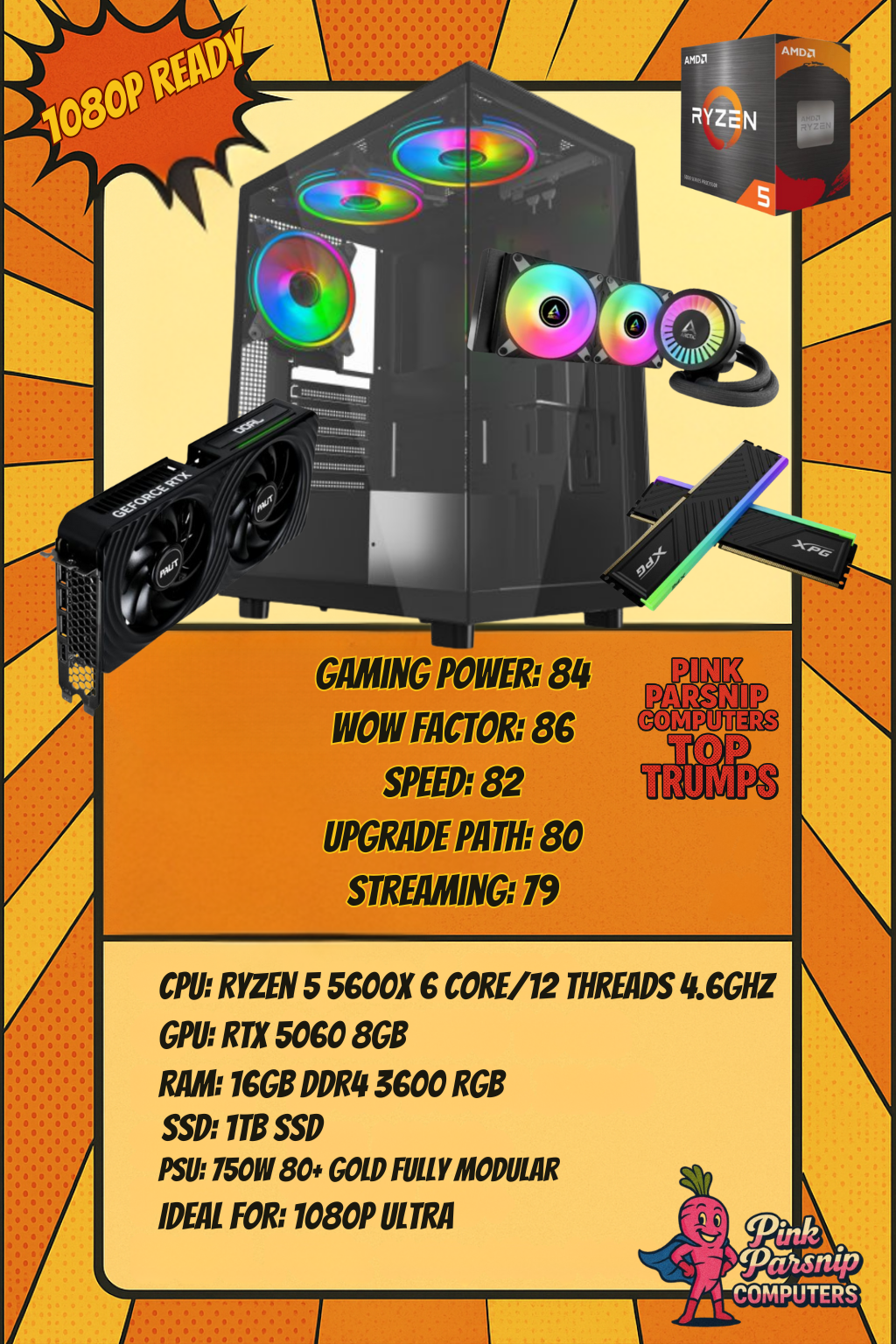 The Ultra 1080p Meta Rig โ RTX 5060 Gaming PC | Ryzen 5 | 16GB RAM | 1TB SSD