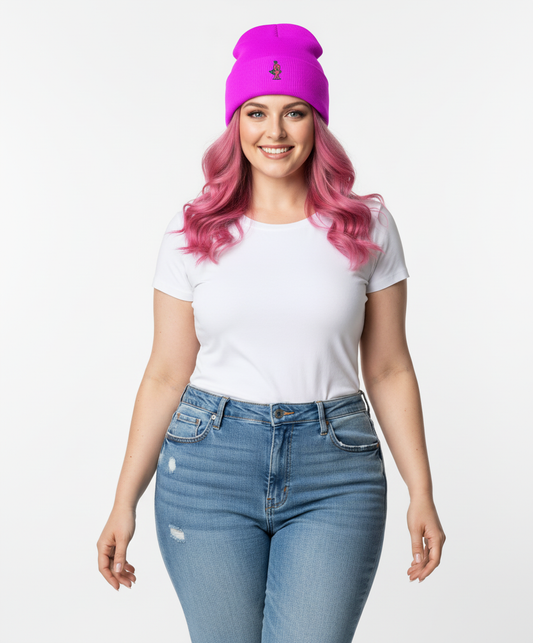 Pink Parsnip Computers Cuffed Beanie