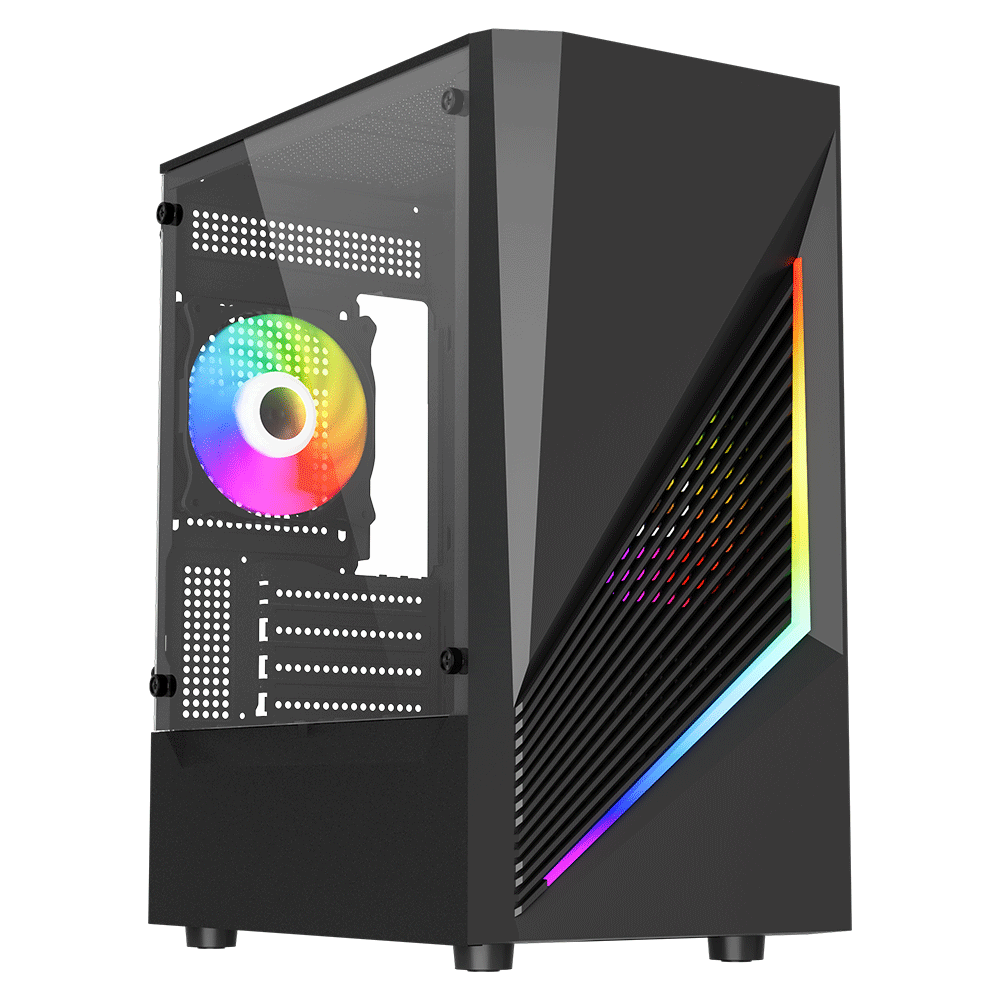 Vida Genesis Micro ATX ARGB PC Case - Tempered Glass Black
