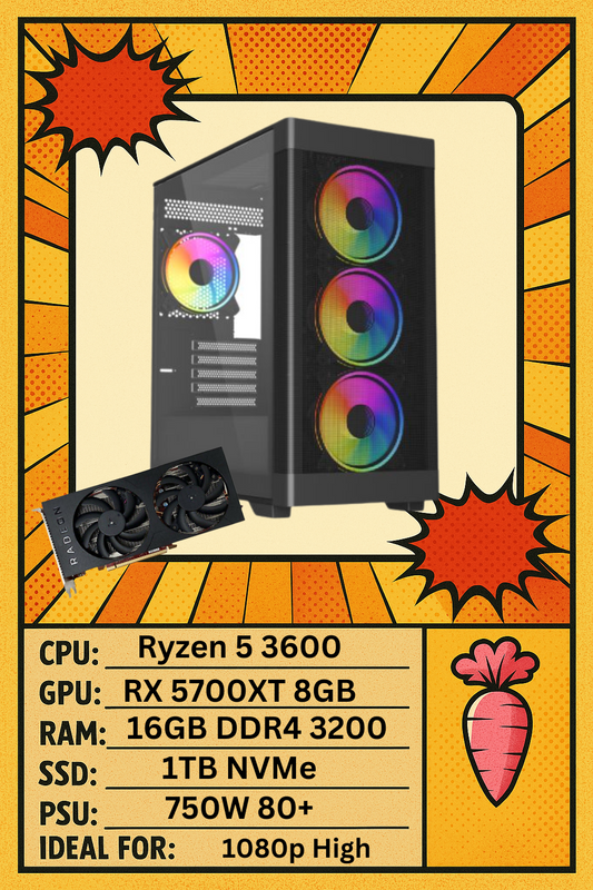 Zephyr – Ryzen 5 3600 + RX 5700XT | 16GB RAM | 1TB NVMe SSD | Gaming PC