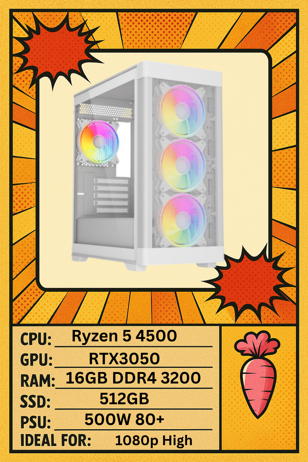 Zephyr Gaming PC โ Your Perfect Entry into PC Gaming! Ryzen 5 and RTX3050 (White)