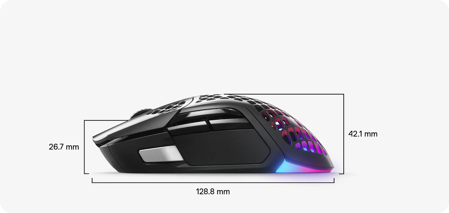 SteelSeries Aerox 5 Gaming Mouse - Bluetooth/Radio Frequency - USB Type C - Optical - 9 Button(s) - 9 Programmable Button(s) - Matte Black