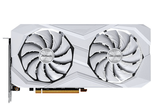 Asrock RX6600 Challenger White 8GB, 8GB GDDR6, HDMI, 3 DP, 2491MHz Clock, 0dB Cooling - Pink Parsnip Computers