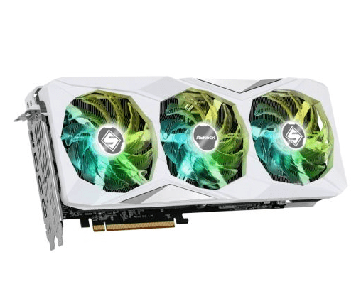 Asrock RX7700 XT Steel Legend 12GB OC, PCIe4, 12GB DDR6, HDMI, 3 DP, 2599MHz Clock, RGB, White, Overclocked - Pink Parsnip Computers