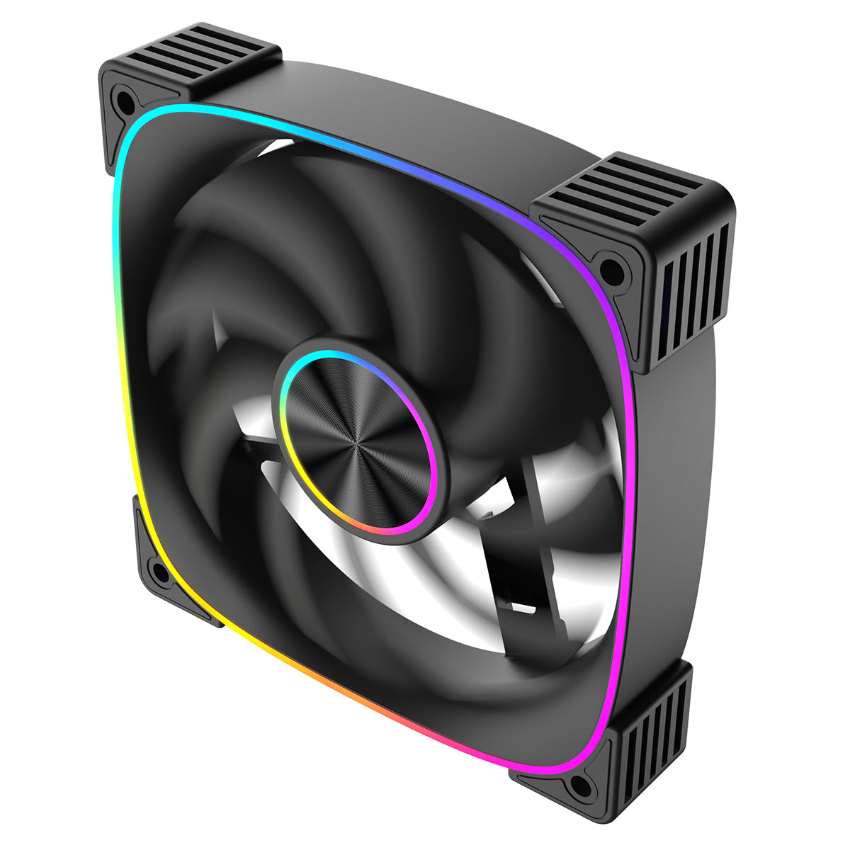 Solar 120mm ARGB Black 4pin PWM PC Cooling Fan - Standard Blade 3 Pack