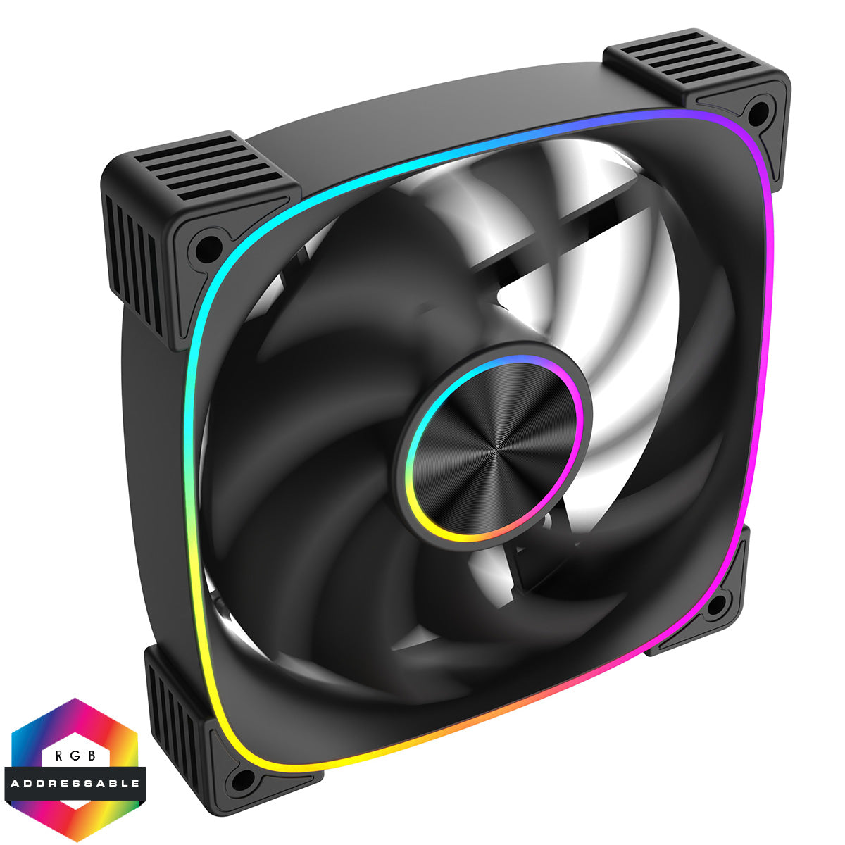 Solar 120mm ARGB Black 4pin PWM PC Cooling Fan - Standard Blade 3 Pack