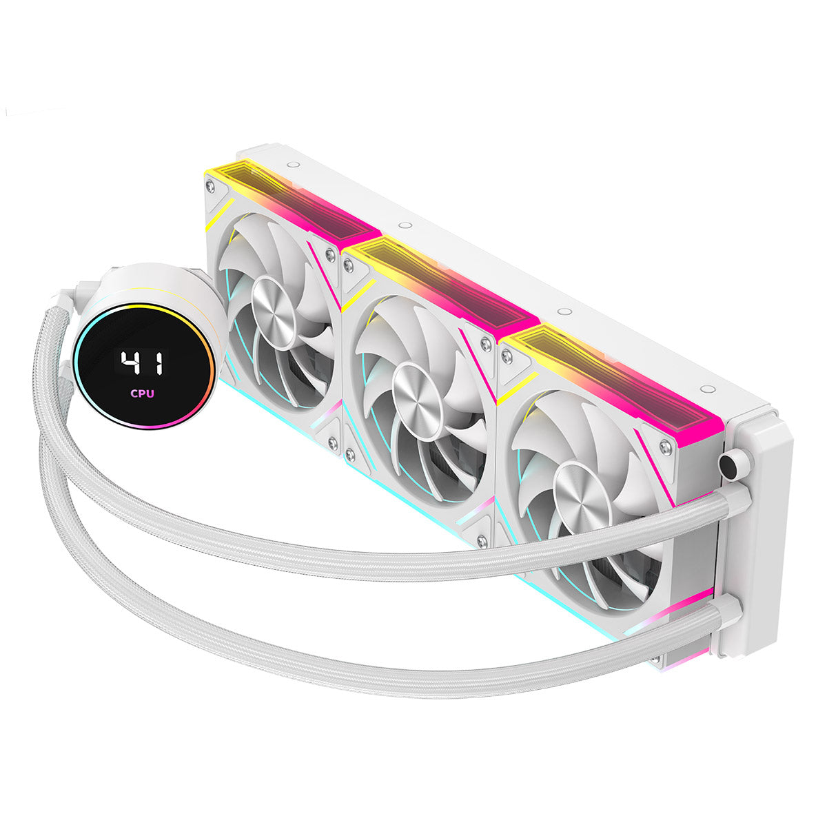 ❄️ CiT Pro Glacier White 360mm ARGB AIO Liquid Cooler with LCD Temp Display ❄️