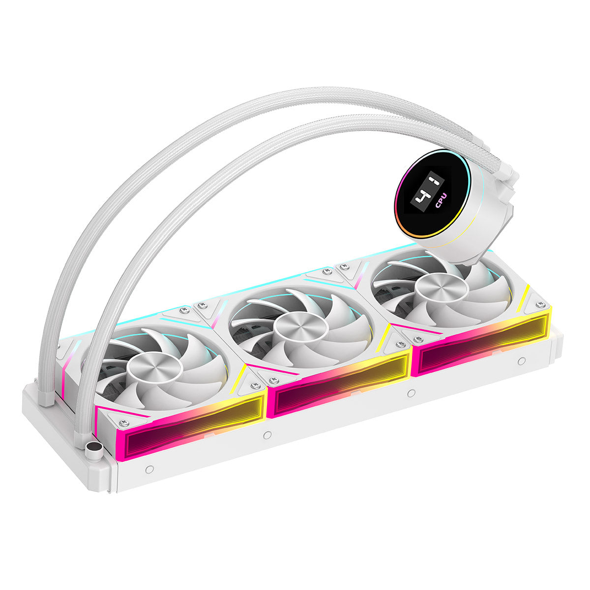 ❄️ CiT Pro Glacier White 360mm ARGB AIO Liquid Cooler with LCD Temp Display ❄️