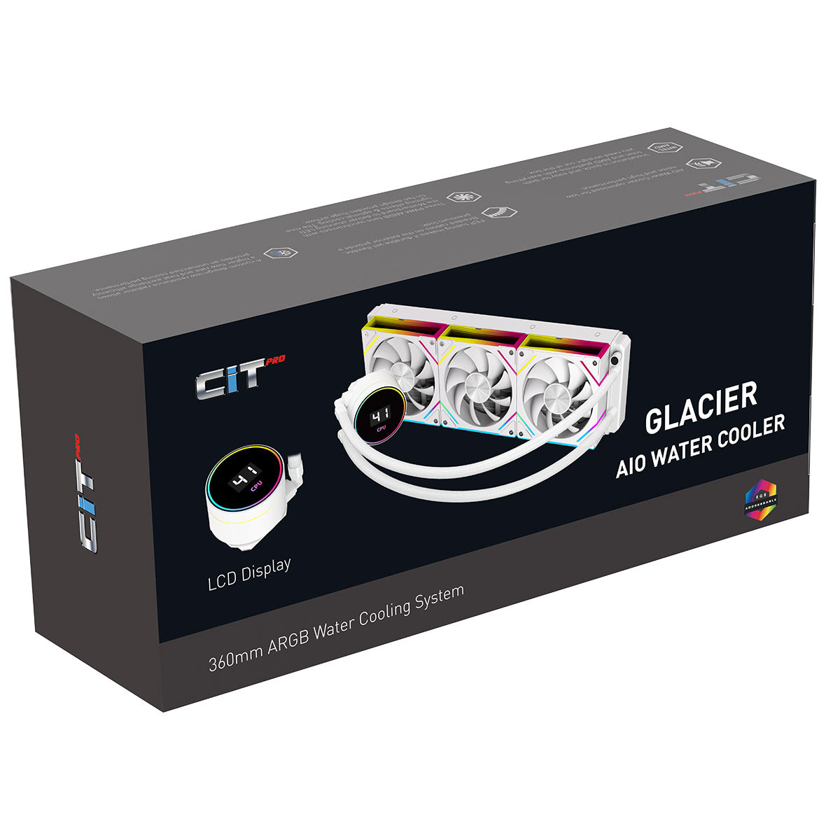 ❄️ CiT Pro Glacier White 360mm ARGB AIO Liquid Cooler with LCD Temp Display ❄️