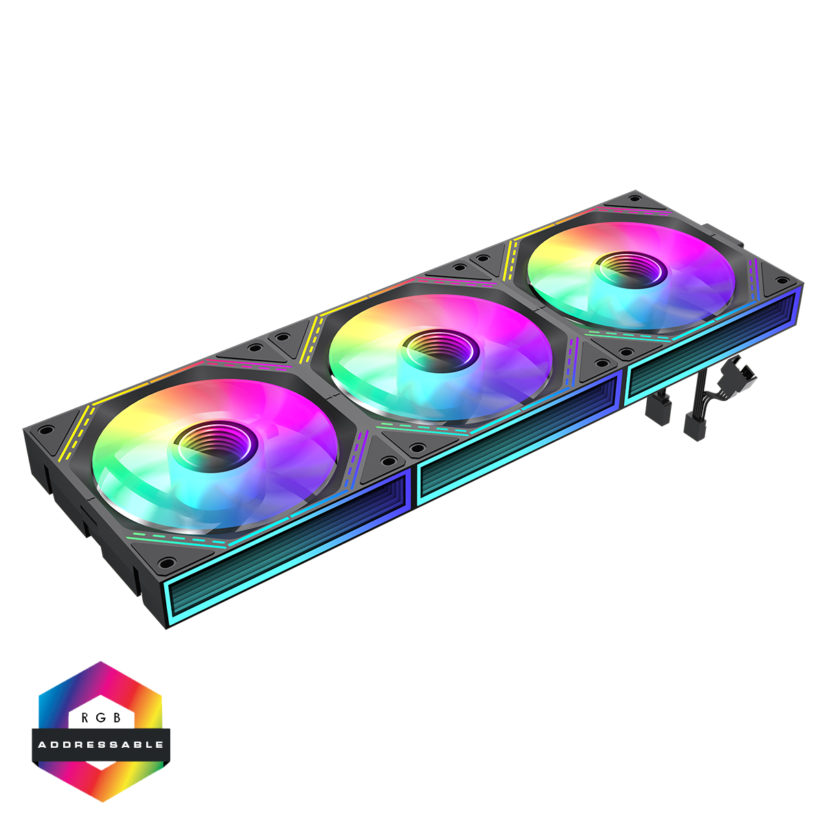 GameMax FN12A-S3I 3-Pack 120mm Infinity ARGB Black 4pin PWM Linked Cooling Fans