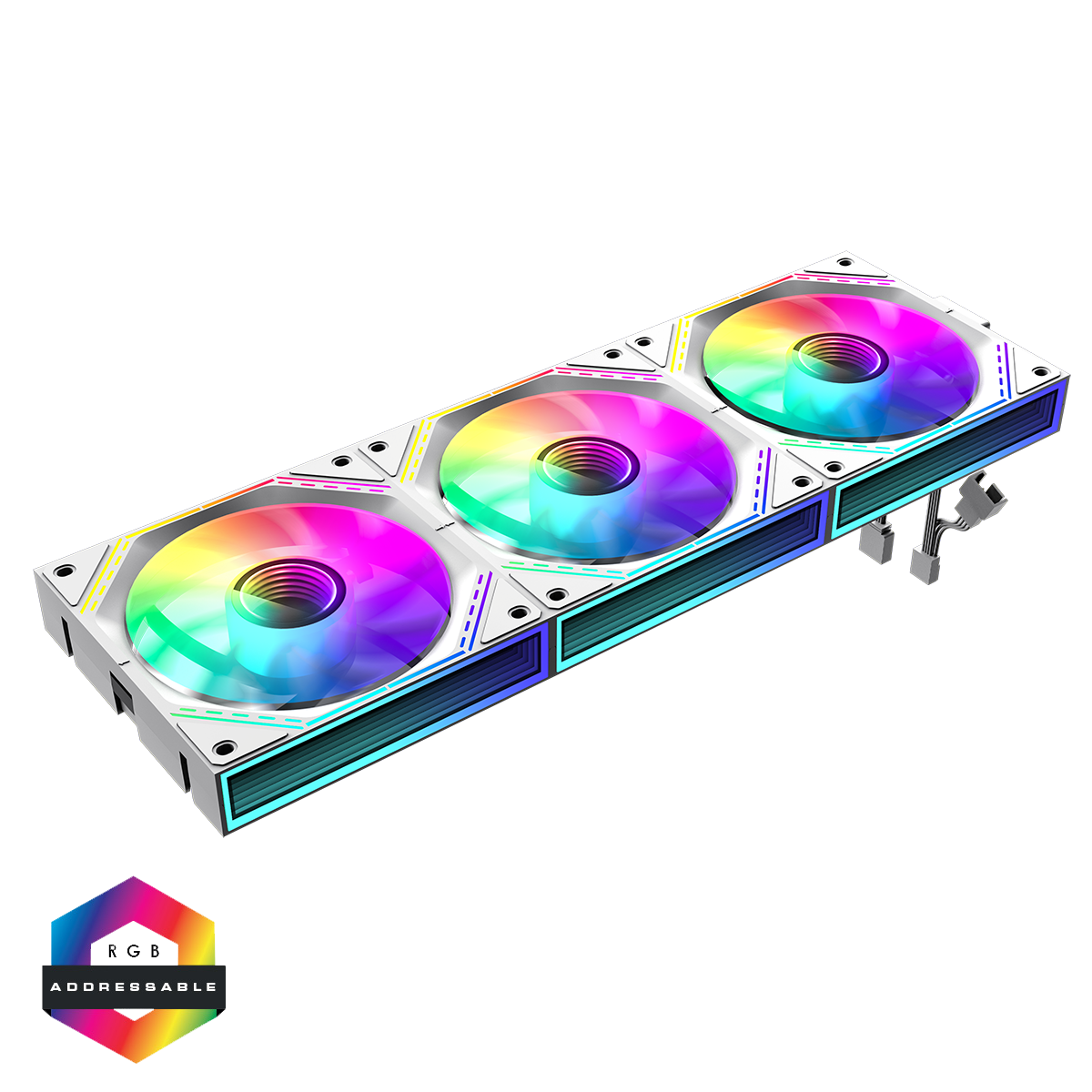GameMax FN12A-S3I 3-Pack 120mm Infinity ARGB White 4pin PWM Linked Cooling Fans