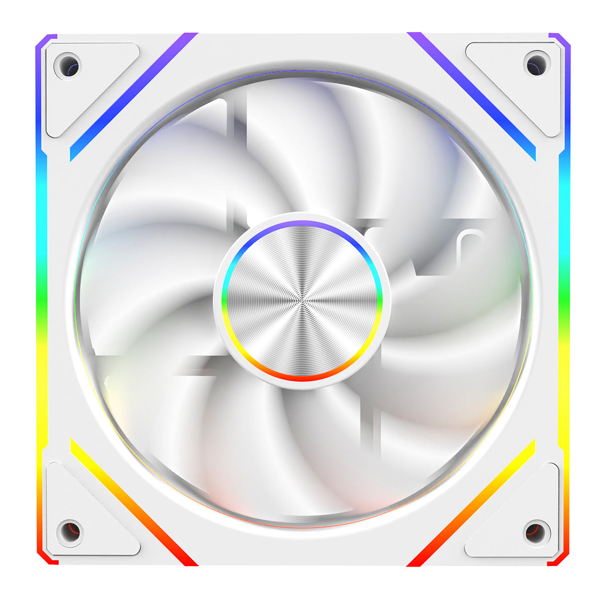 Powercool Aura 120mm ARGB PWM Infinity Fan โ Triple Pack (White) Reverse Blade