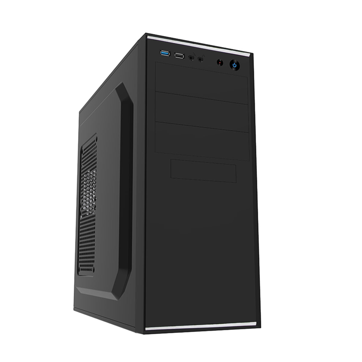 CiT Jet Stream Black Mid-Tower Case With Silver Stripe 500W Power Supply