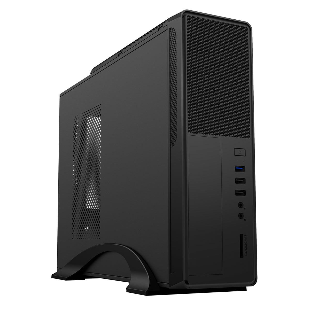 CiT S014B Black Slim Micro ATX or ITX Case 300w PSU Built-in Card-Reader