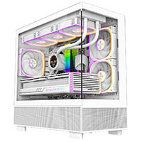 CiT Solar White Micro-ATX Gaming Case With Two-Sided Tempered Glass and 3 x 120mm PWM ARGB Fans With 6-Port Hub Included