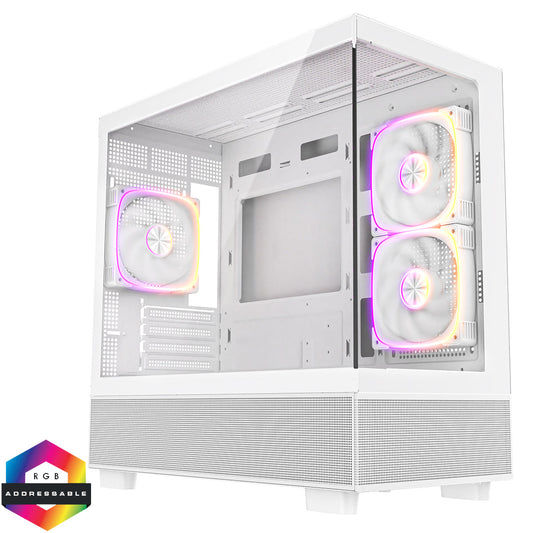 Ghost Protocol ⚪ White Gaming PC – Ryzen 5 7500X3D, RTX 5070 12GB, 32GB DDR5, 1TB NVMe, 360mm LCD AIO, WiFi 6E