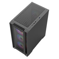 CiT Vento Black Micro-ATX PC Gaming Case with 4 x 120mm ARGB PWM Fans Included 1 x 6-Port Fan Hub Tempered Glass Side Panel