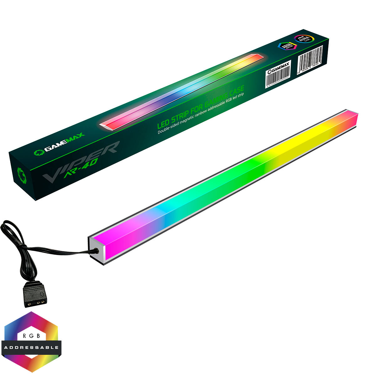 GameMax Viper AR-40 Double Side Magnetic Rainbow ARGB LED Strip