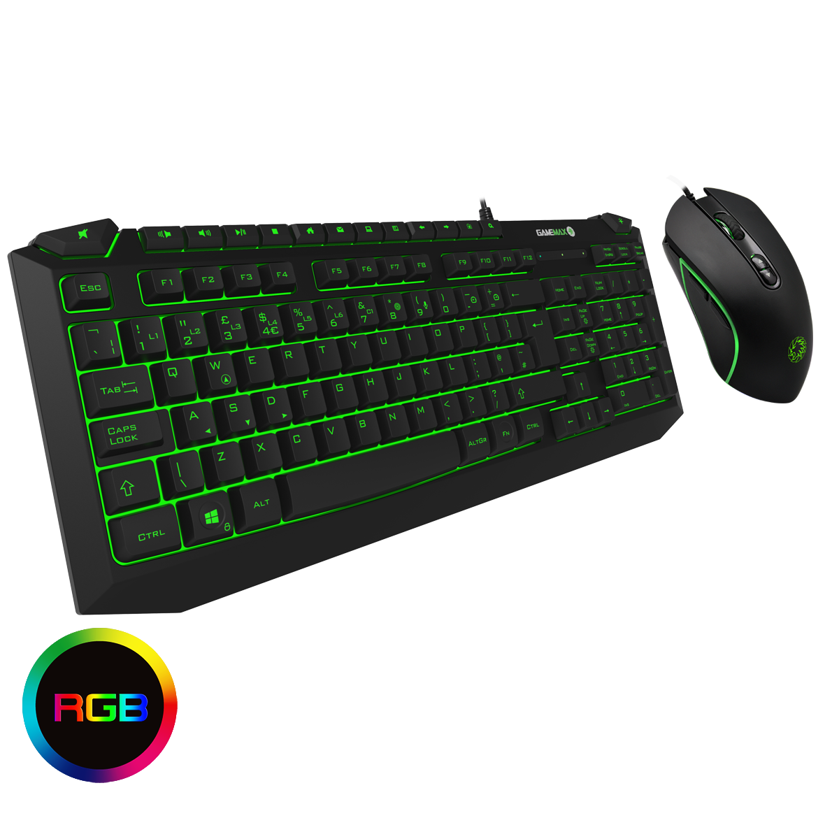 GameMax Pulse Kit 7 Colour RGB Keyboard with Pulsing Mouse