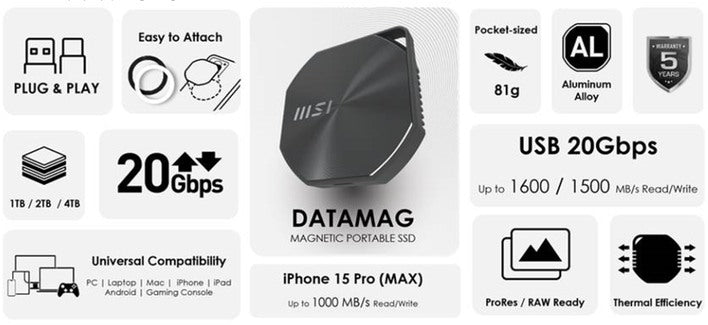 MSI PORTABLE SSD DATAMAG 20GBPS 2TB