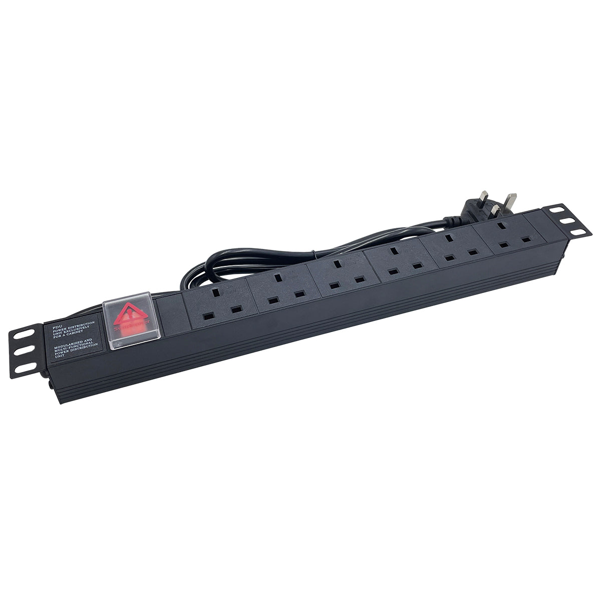 Powercool 1U PDU Horizontal Type 6Way UK Sockets On Off Switch 1.8m UK Plug