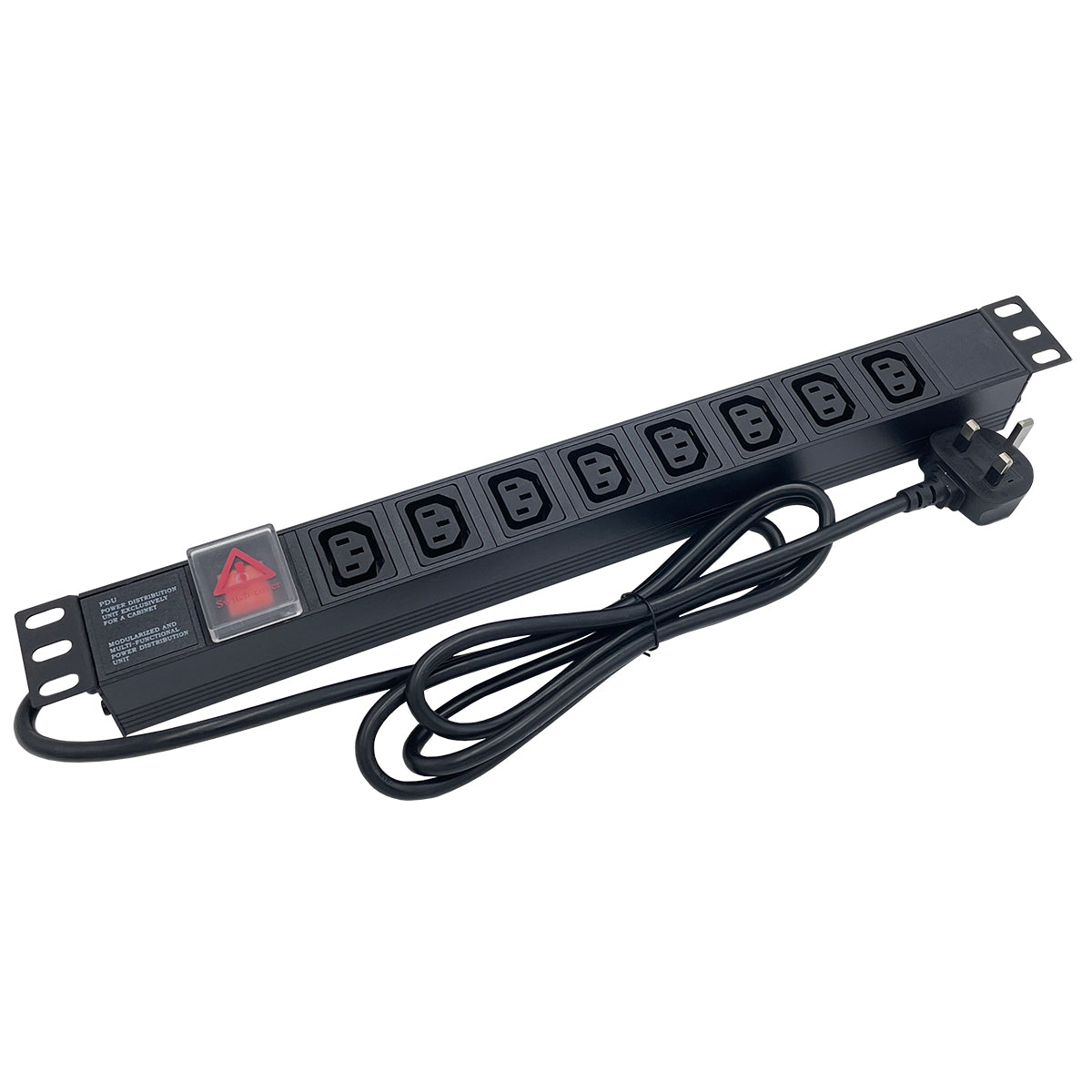 Powercool 1U PDU Horizontal Type 8Way C13 Sockets On Off Switch 1.8m UK Plug