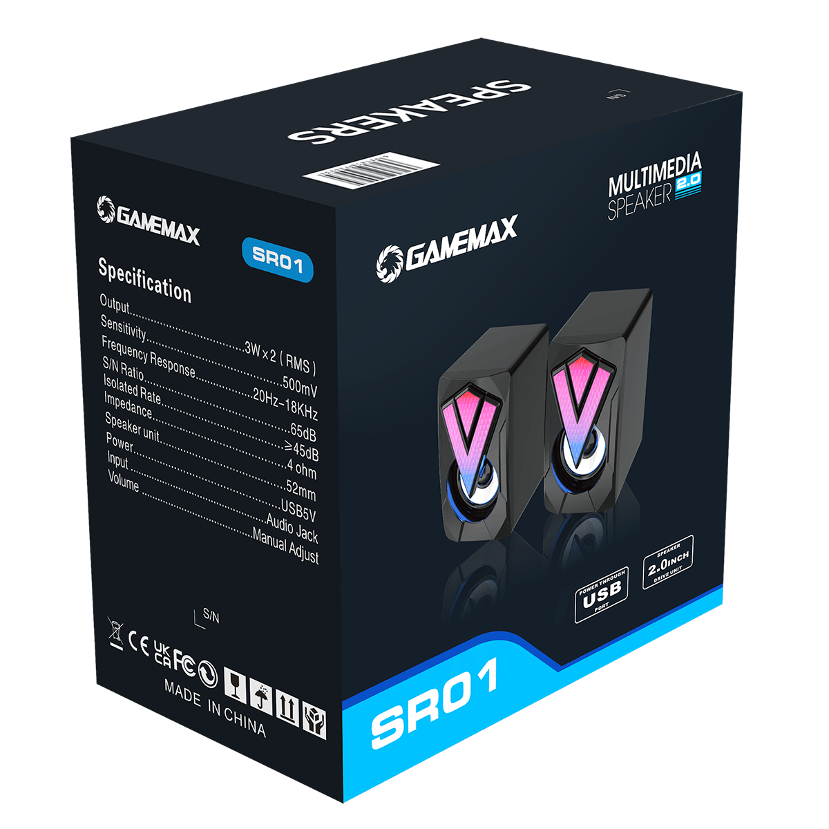 SR01 RGB Wired PC Gaming Speakers With USB2.0 Power and AUX 3.5mm Cable - Pink Parsnip Computers