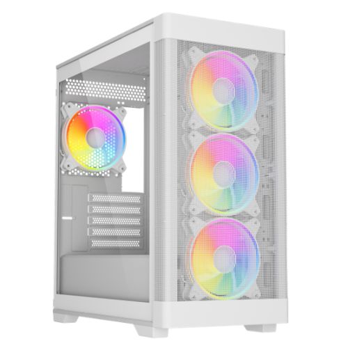Vida Zephyr V2 Micro ATX Case - White ARGB Airflow Design