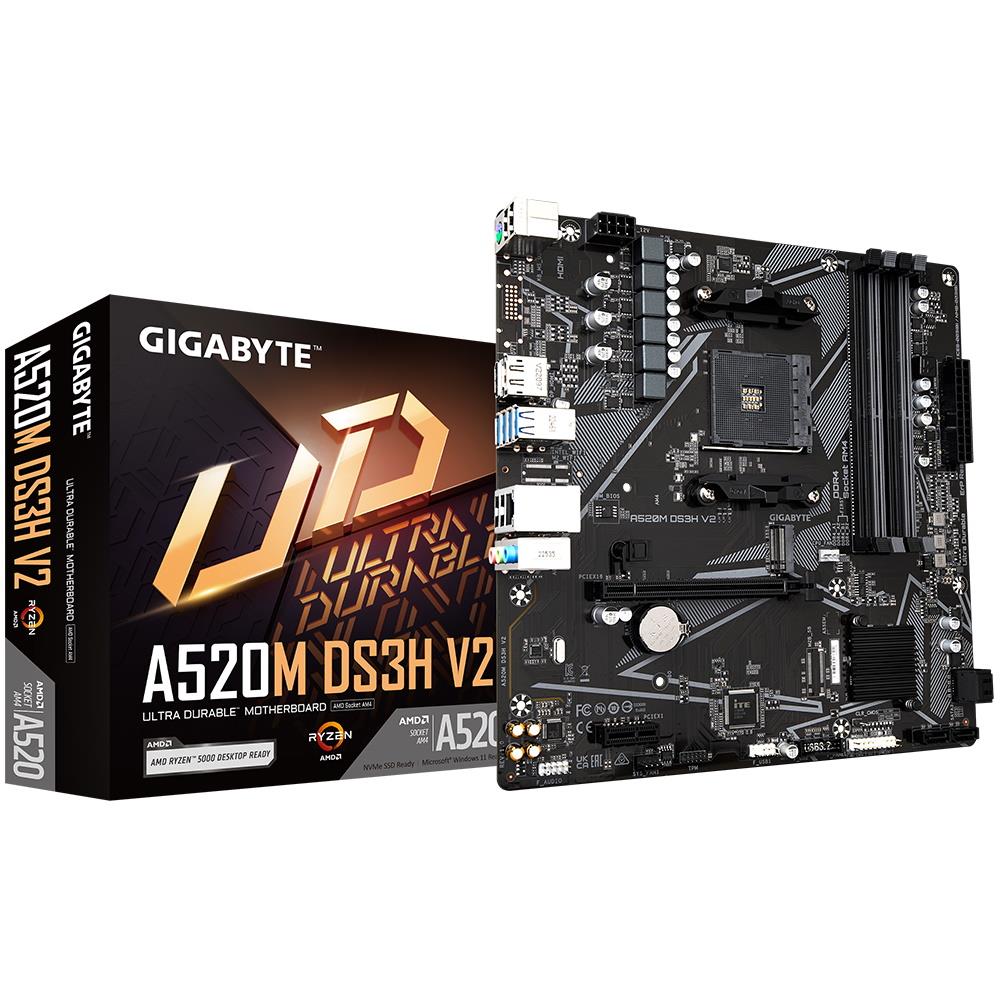 GIGABYTE A520M DS3H V2 AMD A520 AM4 DDR4 Micro ATX Motherboard