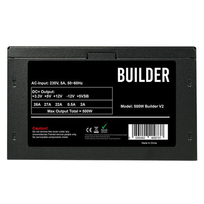 500W Builder Black 12cm PSU - Pink Parsnip Computers
