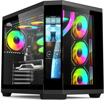 New Vision LCD X3D RTX 5070 Gaming PC – Dual Screen | 32GB DDR5 | 1TB NVMe | WiFi (Black or White) | 1440p Gaming | White Build | Streaming Ready