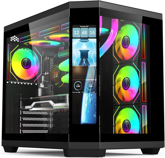 New Vision LCD X3D RTX 5070 Gaming PC – Dual Screen | 32GB DDR5 | 1TB NVMe | WiFi (Black or White) | 1440p Gaming | White Build | Streaming Ready